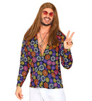 The 70S Groovy Style - Blue Flowers  Shirt  