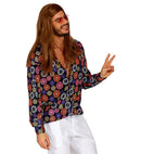 The 70S Groovy Style - Blue Flowers  Shirt  
