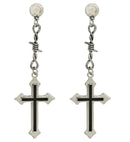 Earrings Cross Black