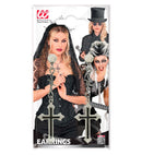 Earrings Cross Black
