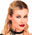 Earrings Spider Strass Black