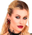 Earrings Spider Gemstone & Strass Red