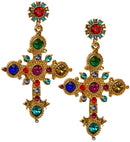 Earrings Cross Jewelled Gold