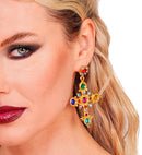 Earrings Cross Jewelled Gold