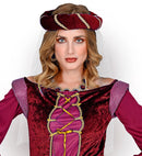 Burgundy Medieval Headdress With Veil