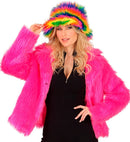 Neon Pink Plush Woman Jacket