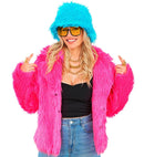 Neon Pink Plush Woman Jacket