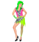 The 80S Fashion  Dress, Fingerless Fishnet Gloves 