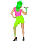 The 80S Fashion  Dress, Fingerless Fishnet Gloves 