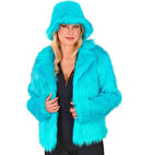 Turquoise Plush Woman Jacket