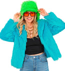 Turquoise Plush Woman Jacket