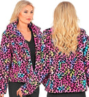 Multicolor Animalier Leopard Plush Woman Jacket