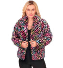 Multicolor Animalier Leopard Plush Woman Jacket