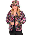 Multicolor Animalier Leopard Plush Woman Jacket