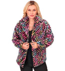 Multicolor Animalier Leopard Plush Jacket
