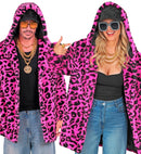 Neon Pink Animalier Leopard Plush Hooded Coat
