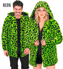 Neon Green Animalier Leopard Plush Hooded Coat