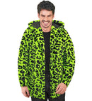 Neon Green Animalier Leopard Plush Hooded Coat