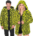 Neon Yellow Animalier Leopard Plush Hooded Coat