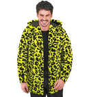 Neon Yellow Animalier Leopard Plush Hooded Coat