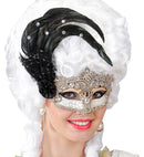 Gran Gala Macrame' Mask With Feathers And Rhinestones
