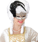 Gran Gala Macrame' Mask With Feathers And Rhinestones