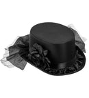 Top Hat With Black Rose & Tulle 12 Cm