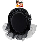 Top Hat With Black Rose & Tulle 12 Cm