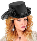 Top Hat With Black Rose & Tulle 12 Cm