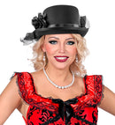 Top Hat With Black Rose & Tulle 12 Cm