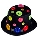 Top Hat With Colored Buttons Felt 15 Cm