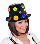 Top Hat With Colored Buttons Felt 15 Cm