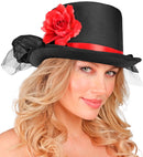 Top Hat With Tulle & Rose  12 Cm