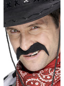 Cowboy Tash Black Self Adhesive Adult Costume Accessory 1