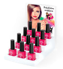 Display Box Of  12 Water Based Peel Off Pink Nail Polishes 8 Ml