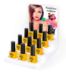 Display Box Of 12 Water Based Peel Off Yellow Nail Polishes 8 Ml