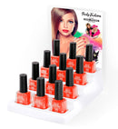 Display Box Of  12 Water Based Peel Off Orange Nail Polishes 8 Ml