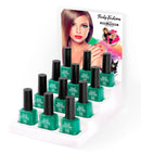 Display Box Of  12 Water Based Peel Off Green Nail Polishes 8 Ml