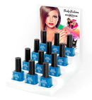 Display Box Of  12 Water Based Peel Off Blue Nail Polishes 8 Ml