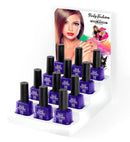 Display Box Of  12 Water Based Peel Off Purple Nail Polishes 8 Ml