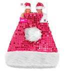 Hat Santa Claus Plush & Sequin Pink