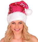 Hat Santa Claus Plush & Sequin Pink