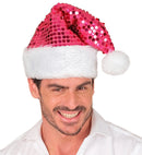 Hat Santa Claus Plush & Sequin Pink