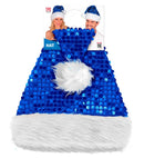 Hat Santa Claus Plush & Sequin Blue