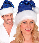 Hat Santa Claus Plush & Sequin Blue