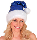 Hat Santa Claus Plush & Sequin Blue