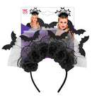 Headpiece Bats & Black Roses 