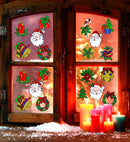 Set Of 5 Assorted Christmas Window Stickers With Santa Claus Face4 Styles Ass. - 13 Cm