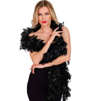 Black Feather Boa With Silver Tinsel - 1,80 M - 80 G