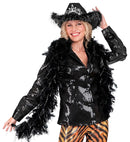Black Feather Boa With Silver Tinsel - 1,80 M - 80 G